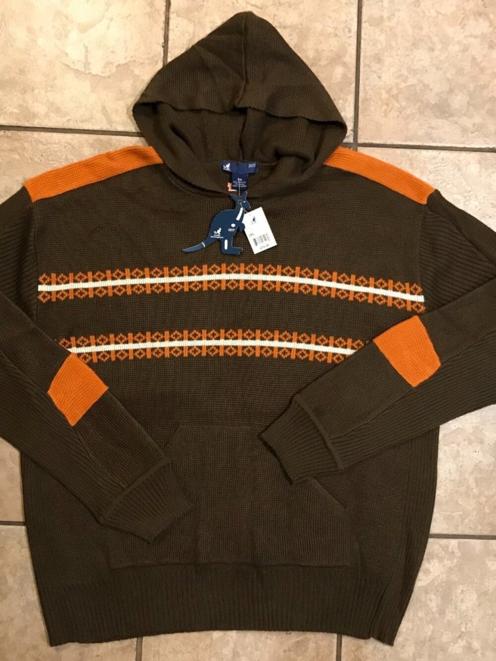 Men's Kangol Hooded Knit Sweater-Acrylic/Wool Blend-Size 2XL